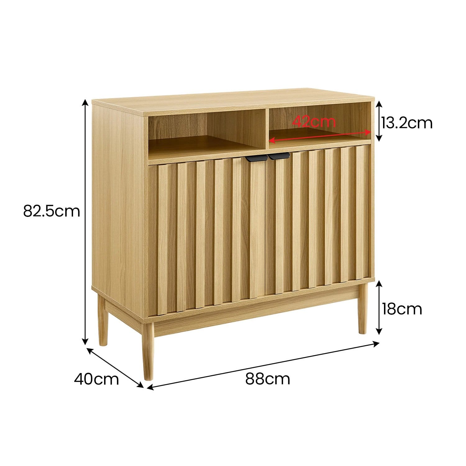 Natural Wood Sideboard Cabinet 88x40x82.5cm