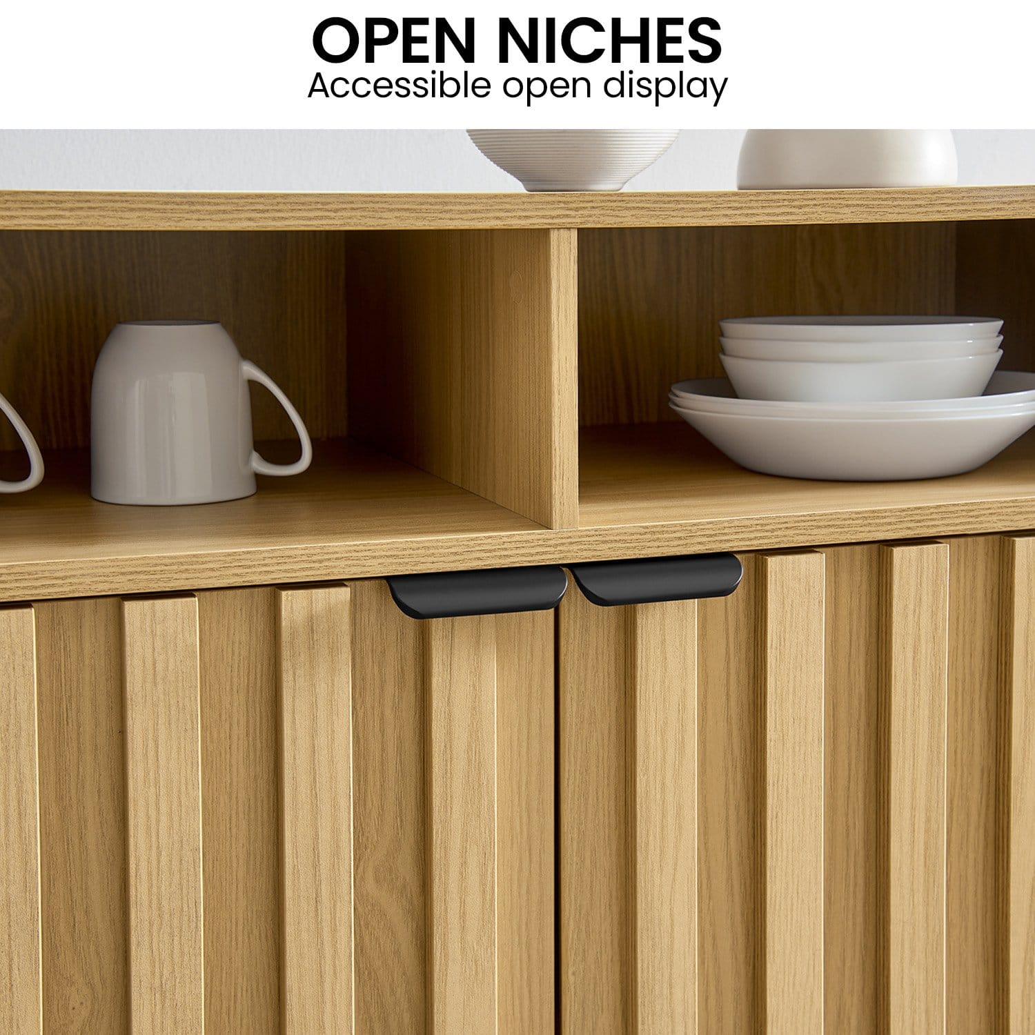 Natural Wood Sideboard Cabinet 88x40x82.5cm