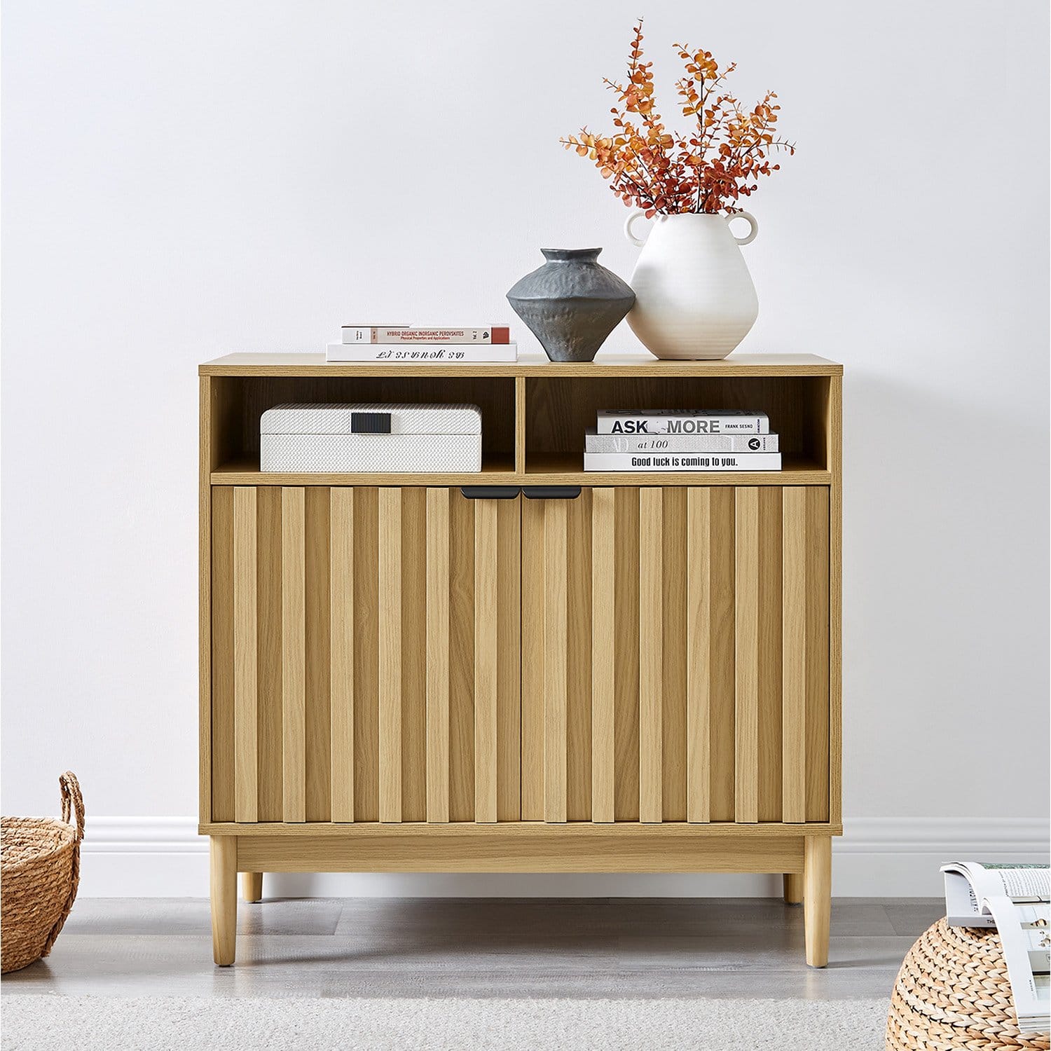 Natural Wood Sideboard Cabinet 88x40x82.5cm