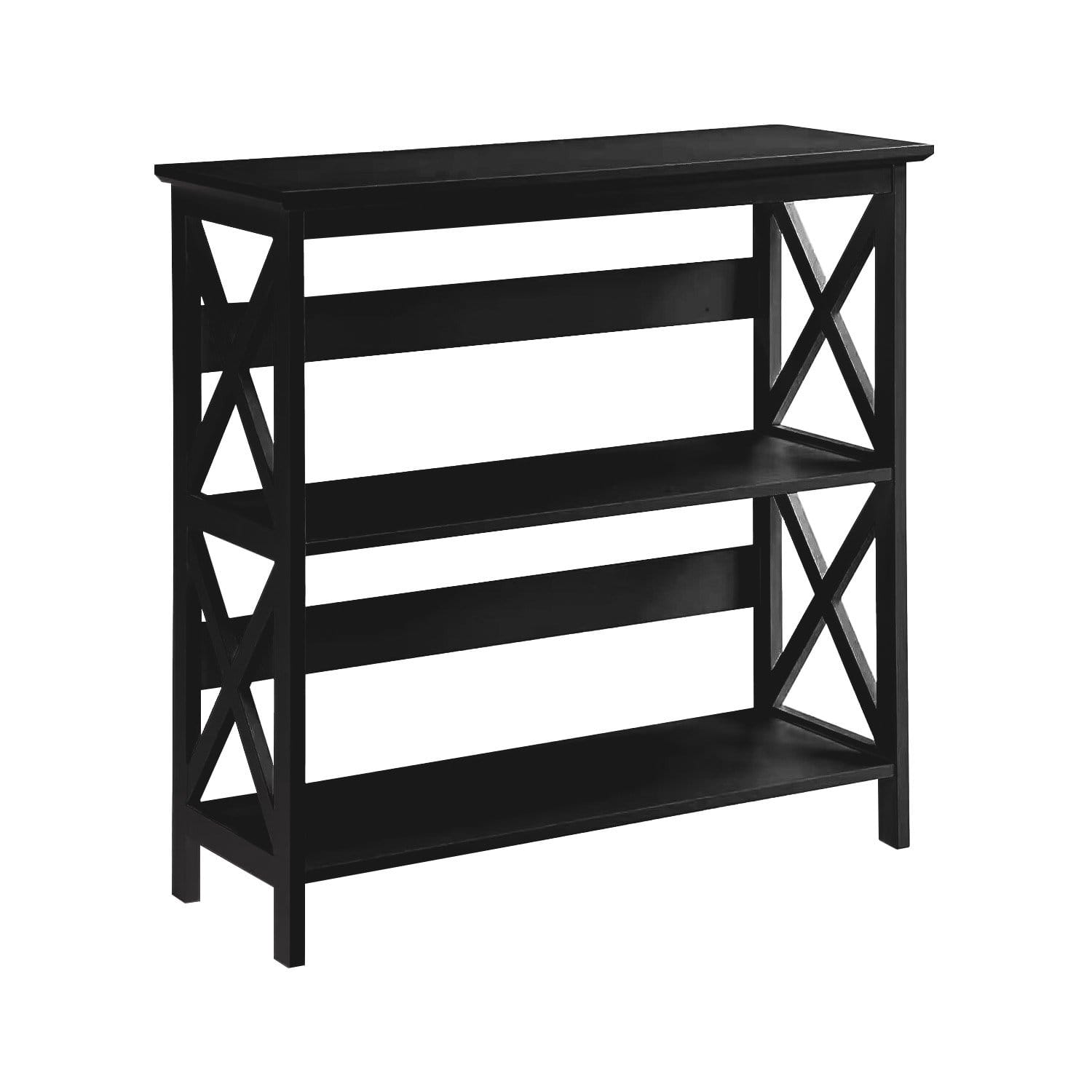 3-Tier Bookshelf Display Rack Black 80x30x82.5cm