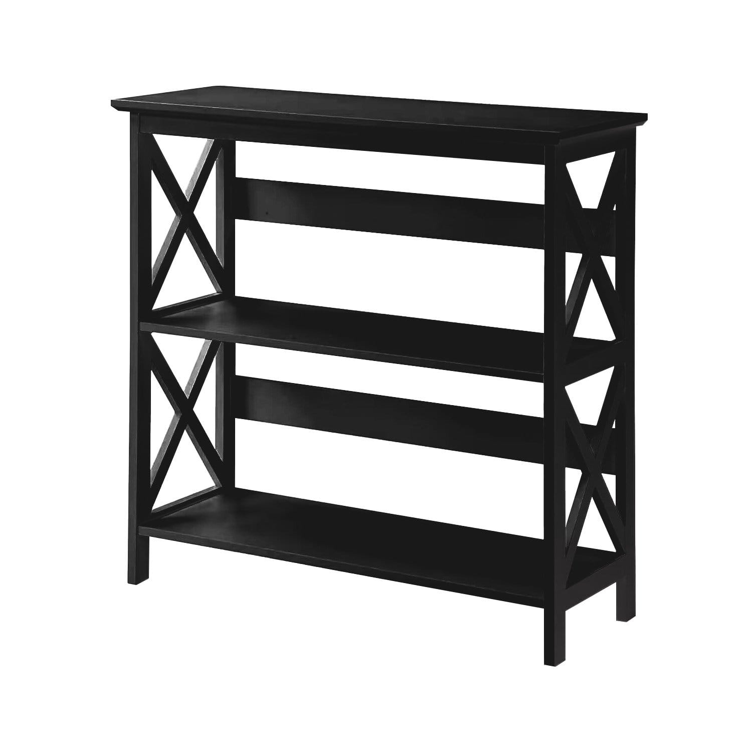 3-Tier Bookshelf Display Rack Black 80x30x82.5cm