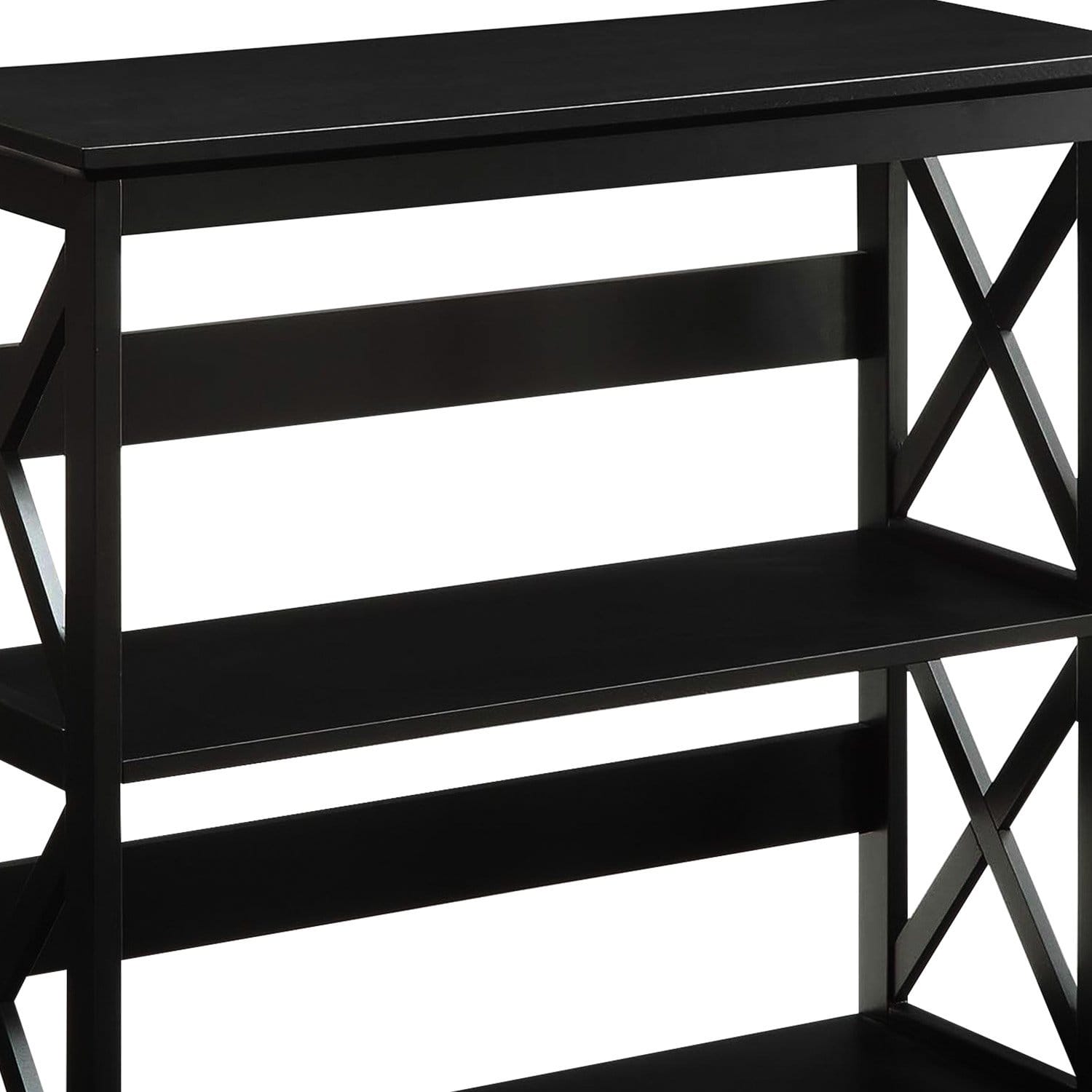 3-Tier Bookshelf Display Rack Black 80x30x82.5cm
