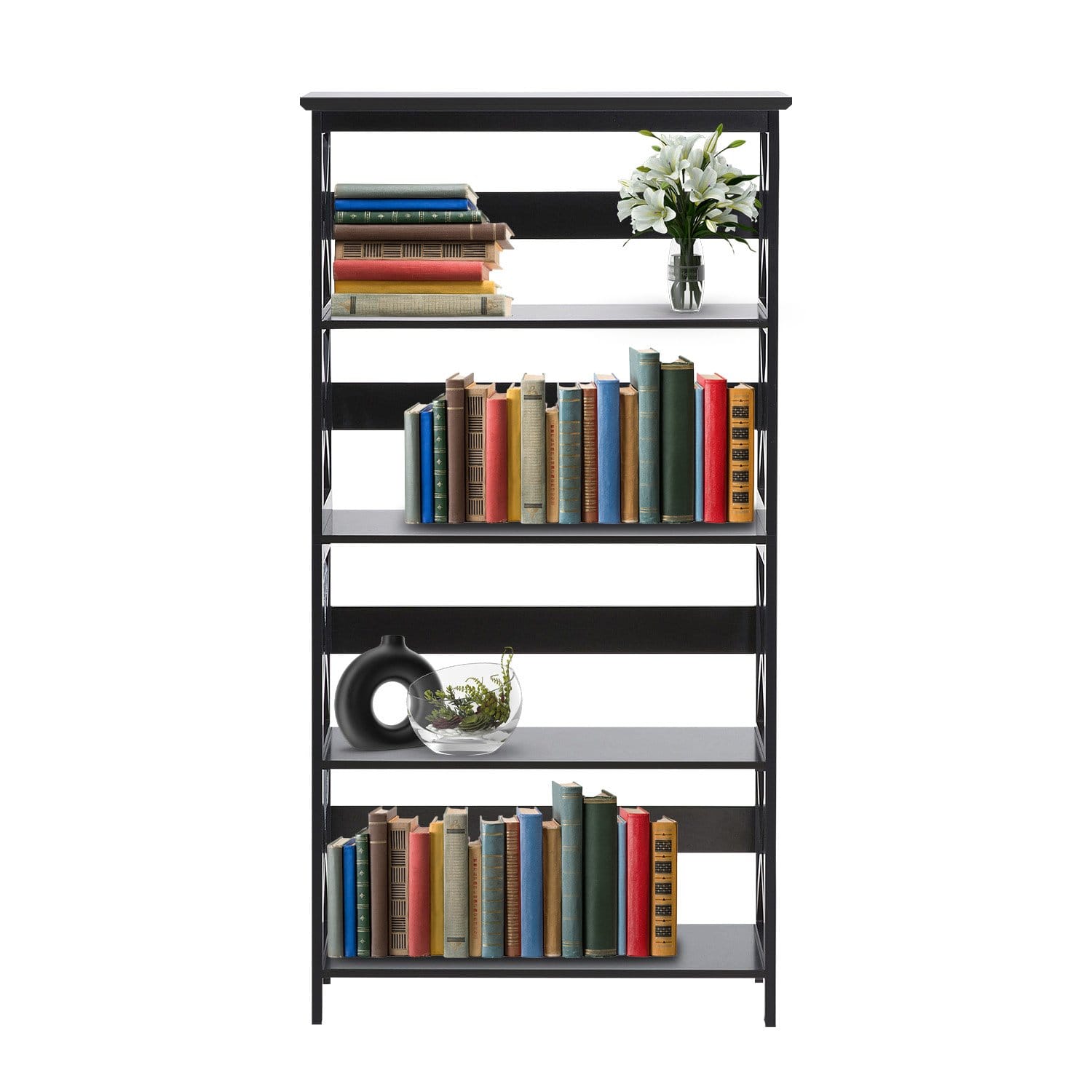 5 Tier Bookcase Modern 80x30x152cm