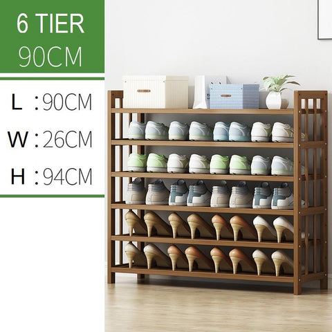 6 Tier Tower Bamboo Wooden Shoe Rack Corner Shelf Stand Storage Organizer