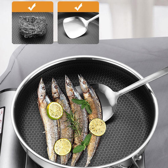 Stainless Steel Frying Pan Non-Stick Cooking Cookware 28Cm | Steel finish