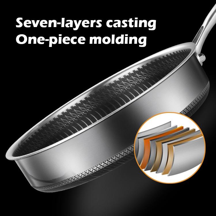 Stainless Steel Frying Pan Non-Stick Cooking Frypan 32Cm Honeycomb Double Sided - Cookware