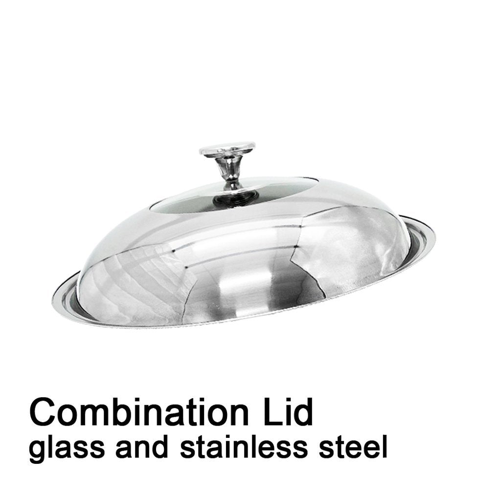 32Cm Stainless Steel Non-Stick Stir Fry Cooking Wok Pan With Lid Double Sided
