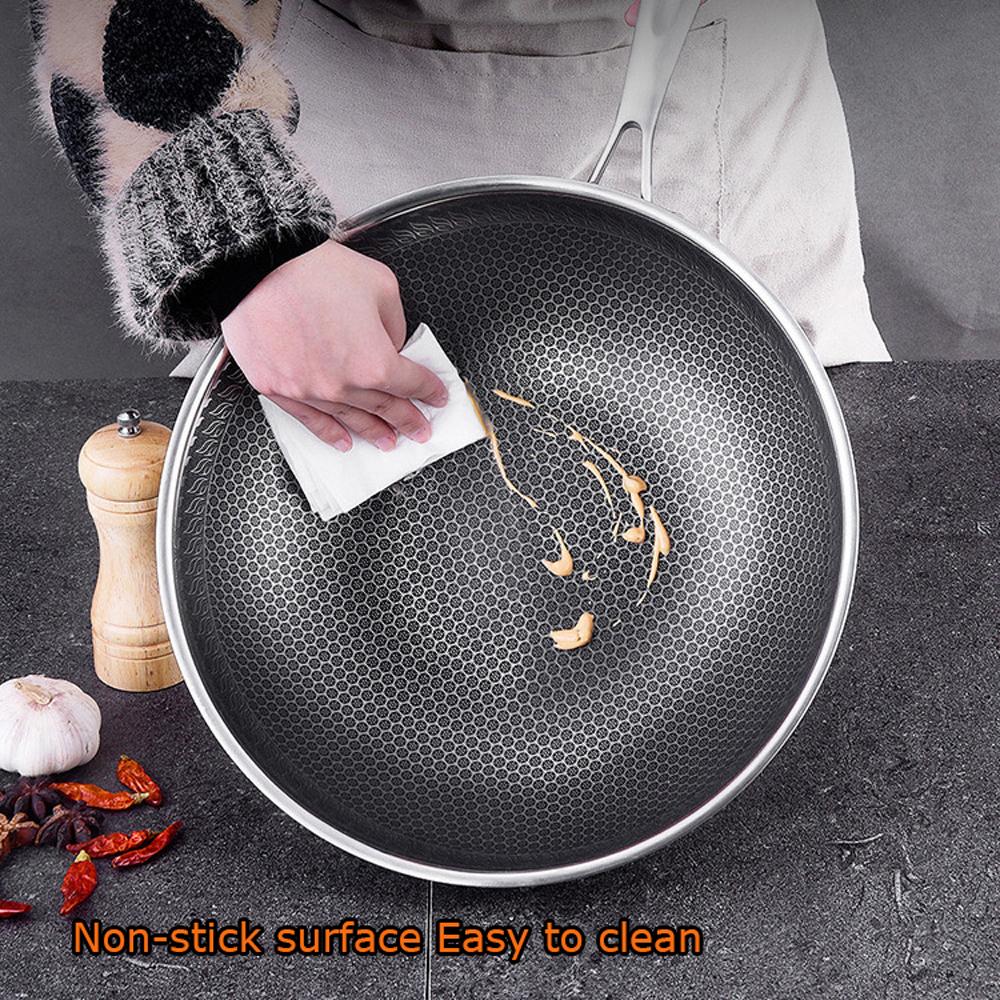 Stainless Steel 34Cm Non-Stick Stir Fry Cooking Kitchen Wok Pan