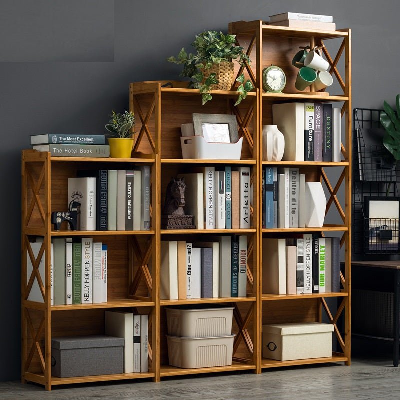 Bamboo Bookshelf Storage Rack Shelf Stand Bookcase Holder Display Drawers