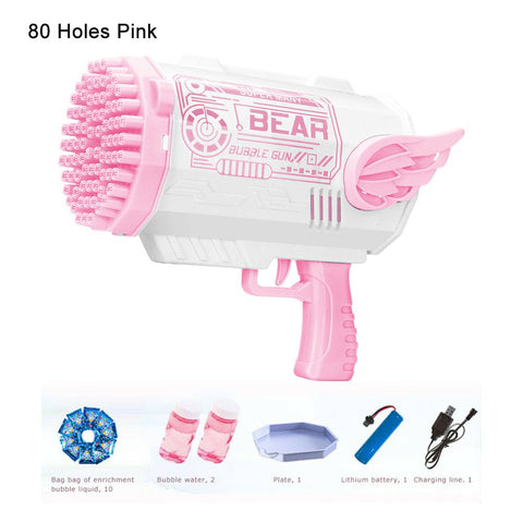 Electric Bubble Gun Machine Soap Kids Adults Outdoor Playtime Toy Pink