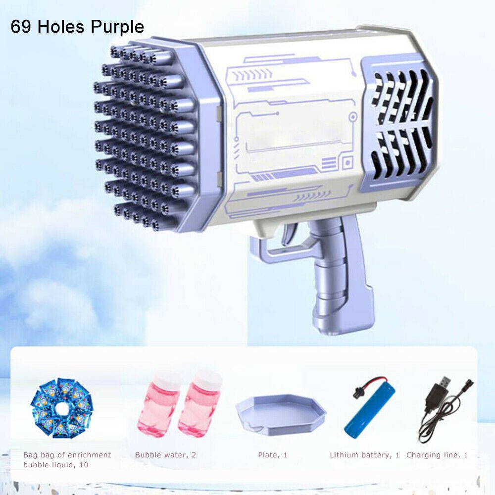 Electric Bubble Gun Machine Soap Kids Adults Summer Outdoor Playtime Toy Purple