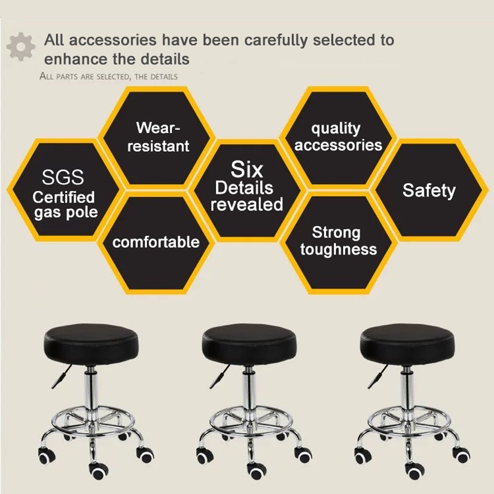 Salon Chair Bar Swivel Stool Office Roller Wheels Portable Height Adjust Leather