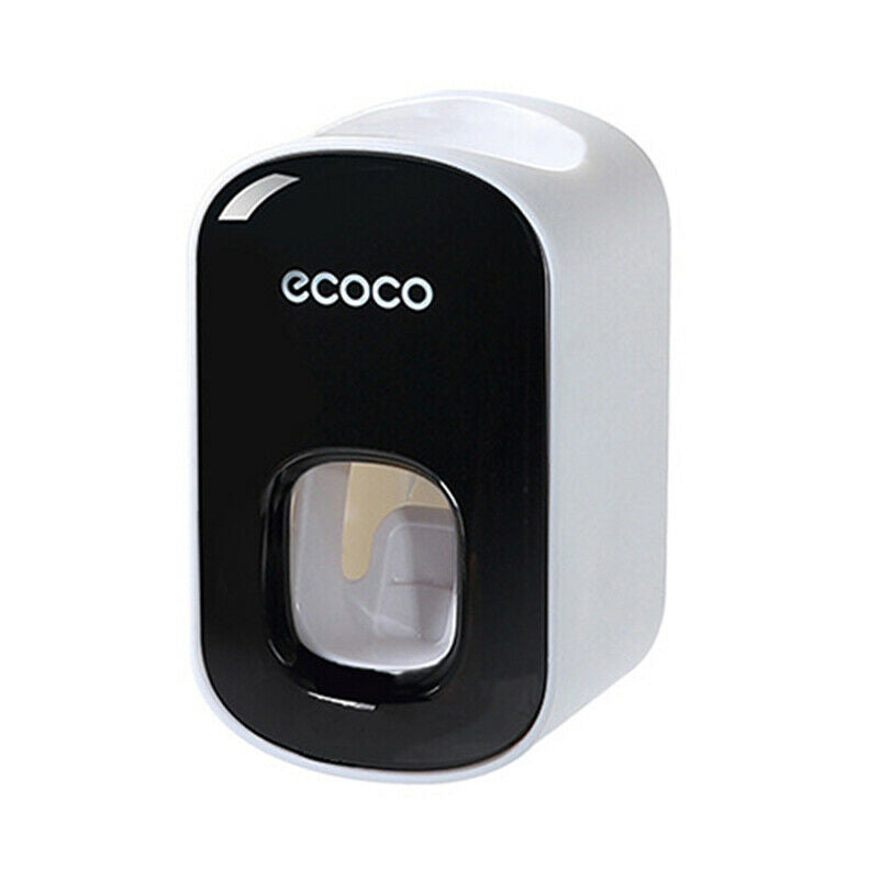 Wall Mount Automatic Toothpaste Dispenser Black Bathroom Organizer