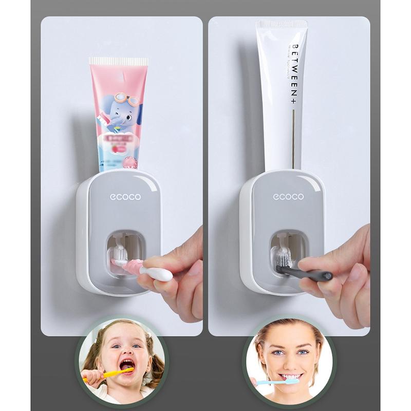 Wall Mount Automatic Toothpaste Dispenser Black Bathroom Organizer