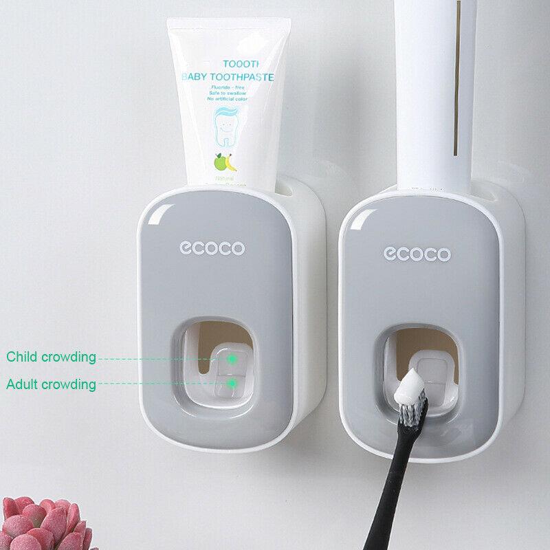 Wall Mount Automatic Toothpaste Dispenser Black Bathroom Organizer