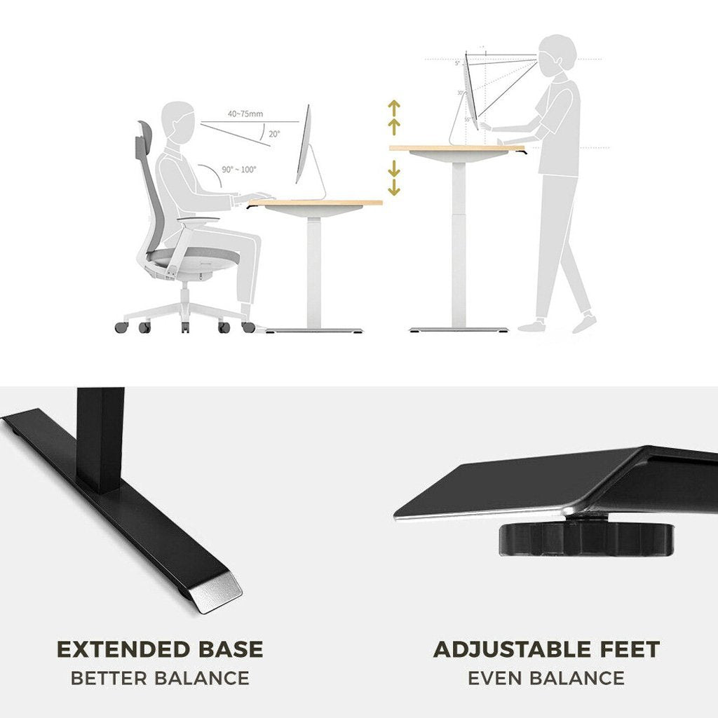Standing Desk Height Adjustable Sit Stand Motorised Single Motor Frame Only Black