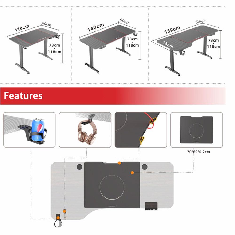 Gaming Standing Desk Home Office Lift Electric Height Adjustable