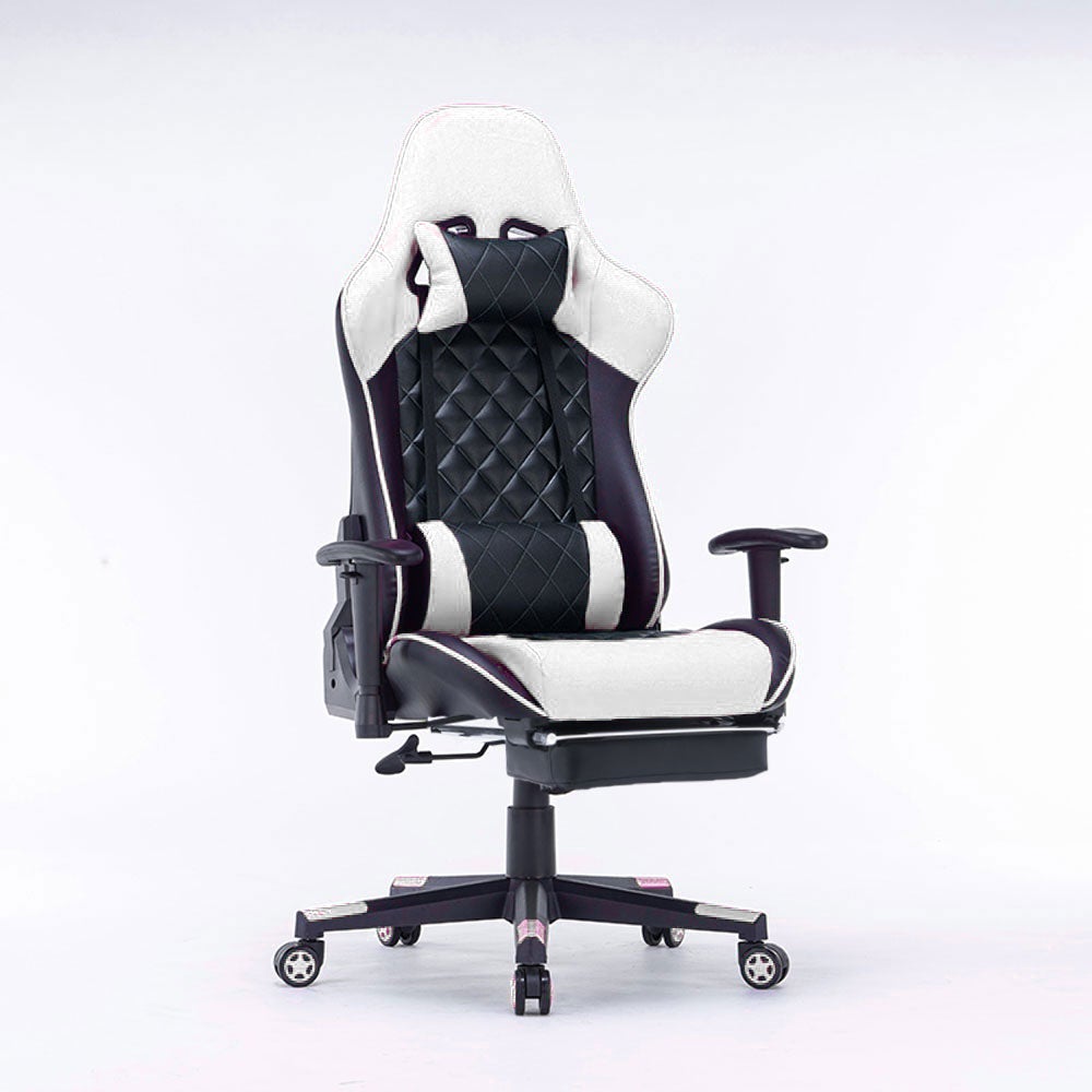 Gaming Chair Racing 165A Reclining Gaming Seat 3D Armrest Footrest Black