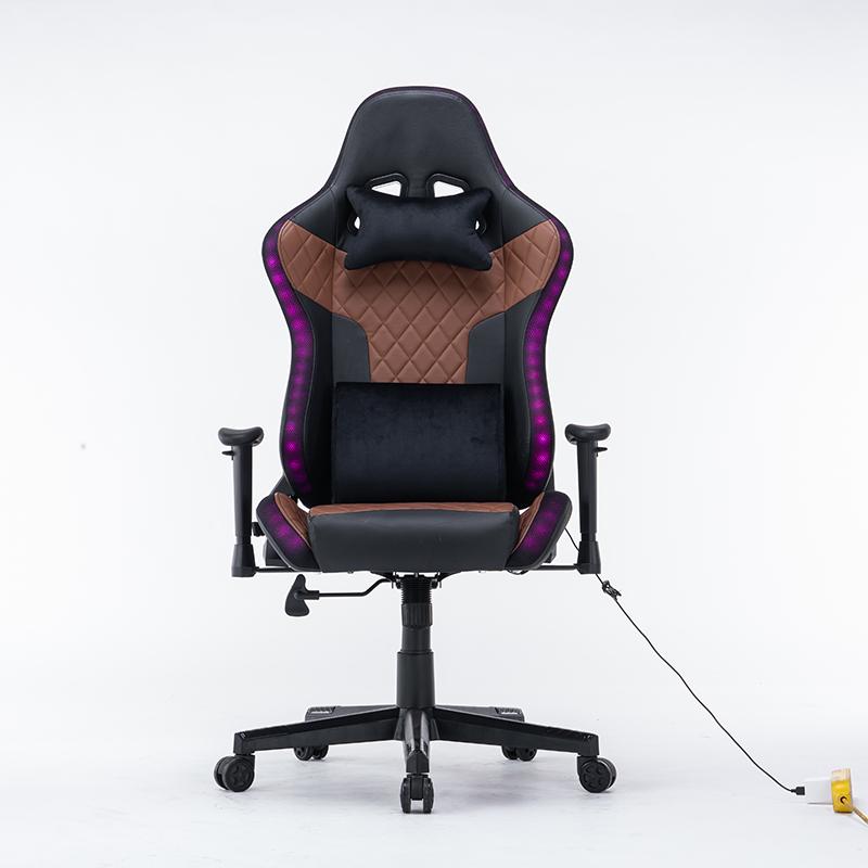 7 Rgb Lights Bluetooth Speaker Gaming Chair Ergonomic 165° Black Red