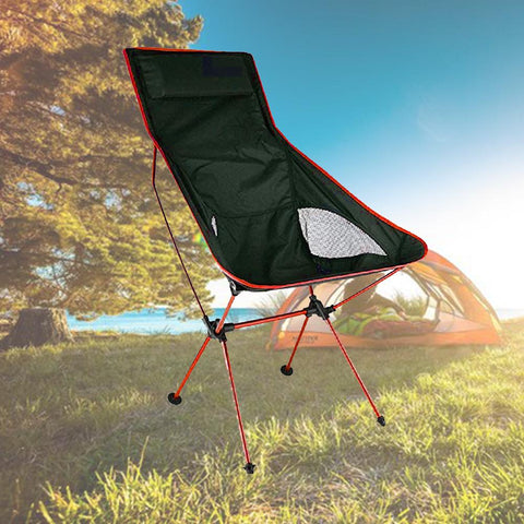 Camping Chair Folding High Back Backpacking Chair With Headrest Red