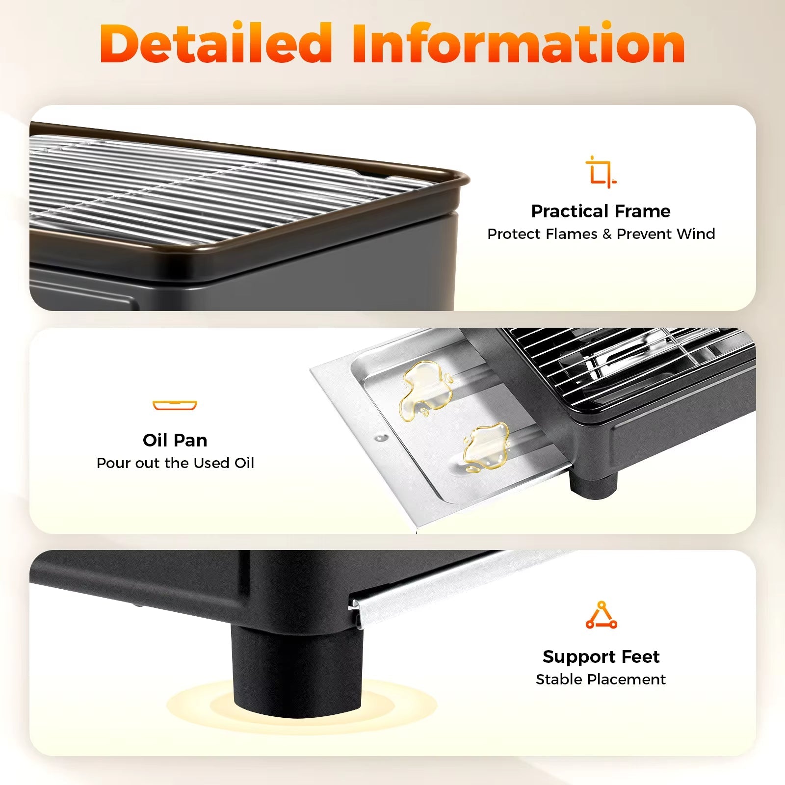 Portable Black Gas Stove BBQ Cooker with Fish Pan