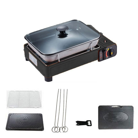 Portable Butane Bbq Gas Stove Burner - Black (No Fish Pan/Lid)