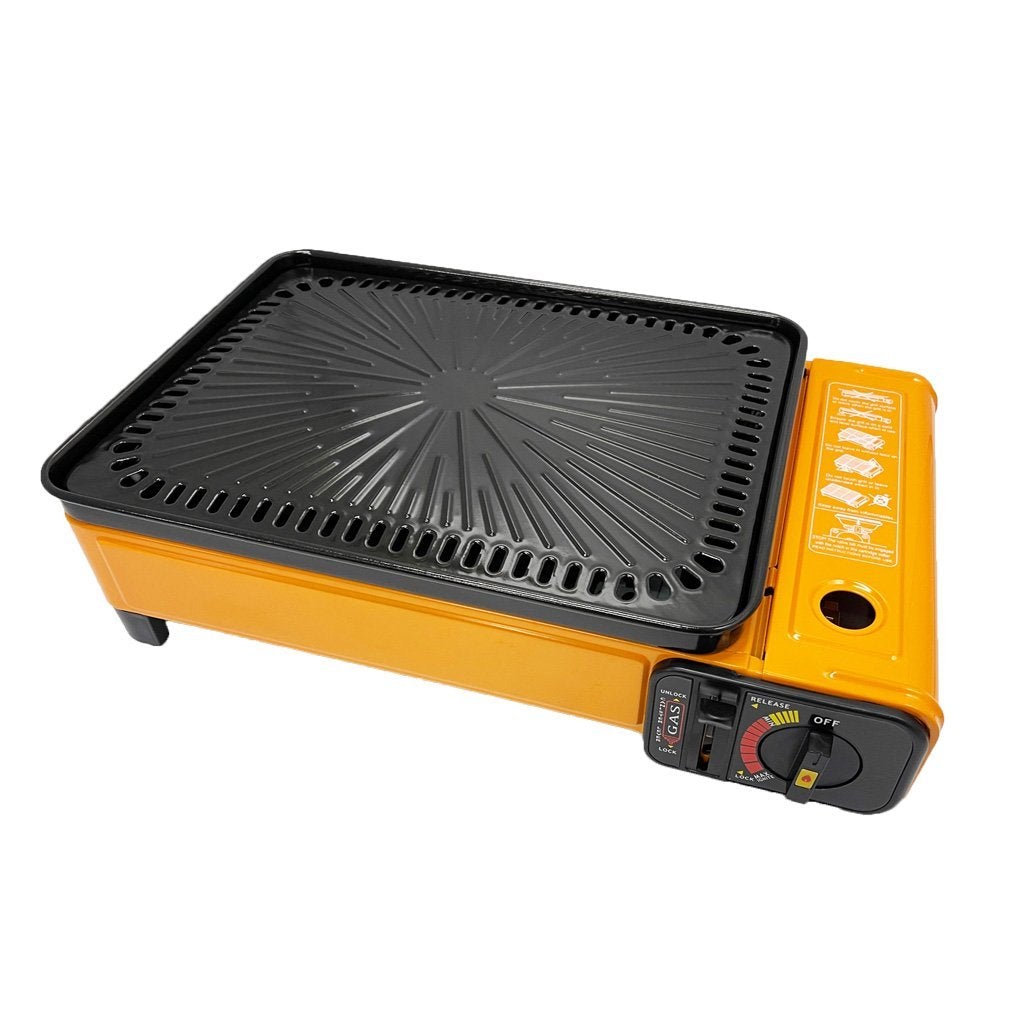 Portable Black Gas Stove BBQ Cooker with Plate