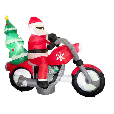 Sparkling Christmas Tree Lights with Inflatable Santa Rider