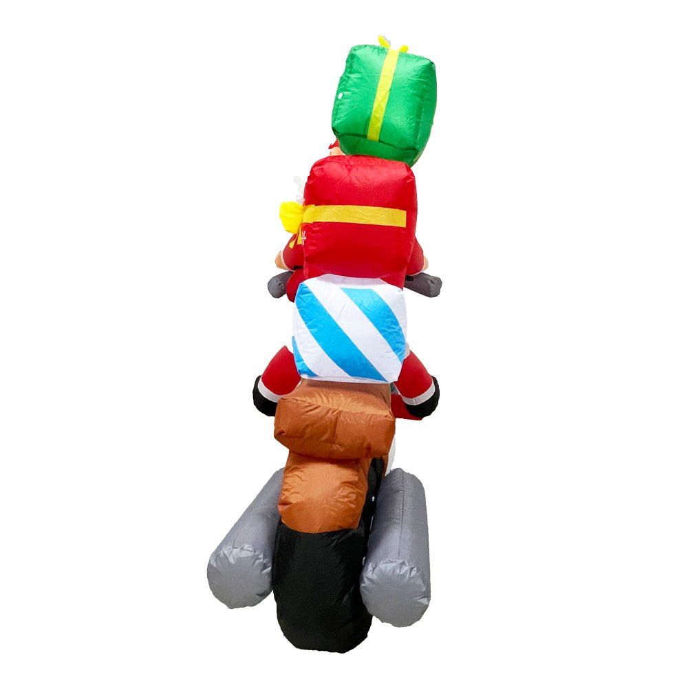 Radiant Christmas Inflatable Santa Elk Motorcycle Gift - 2.1M Long