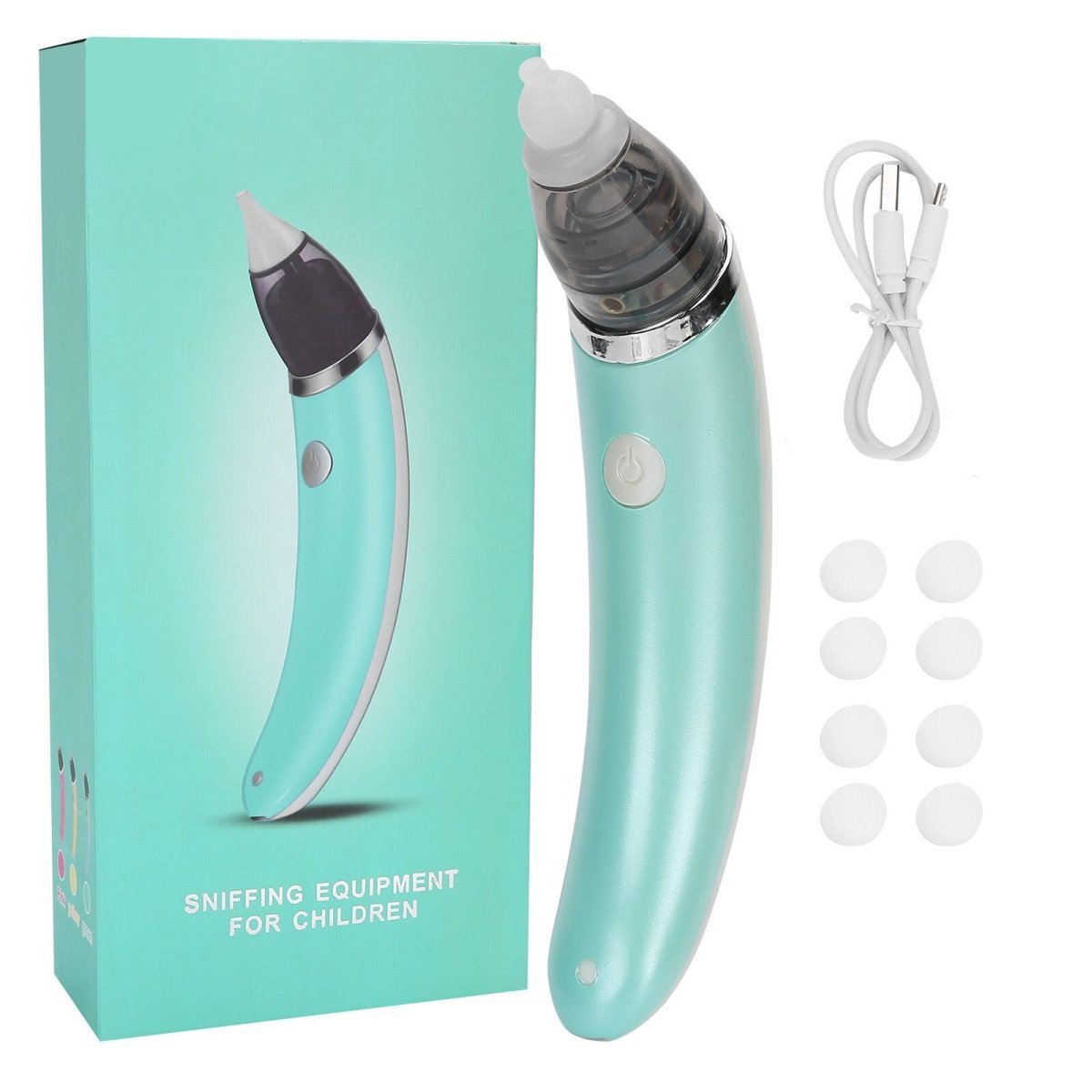 Baby Nasal Aspirator Electric Safe Hygienic Nose Cleaner Snot Sucker For Baby (Green) - Green colour