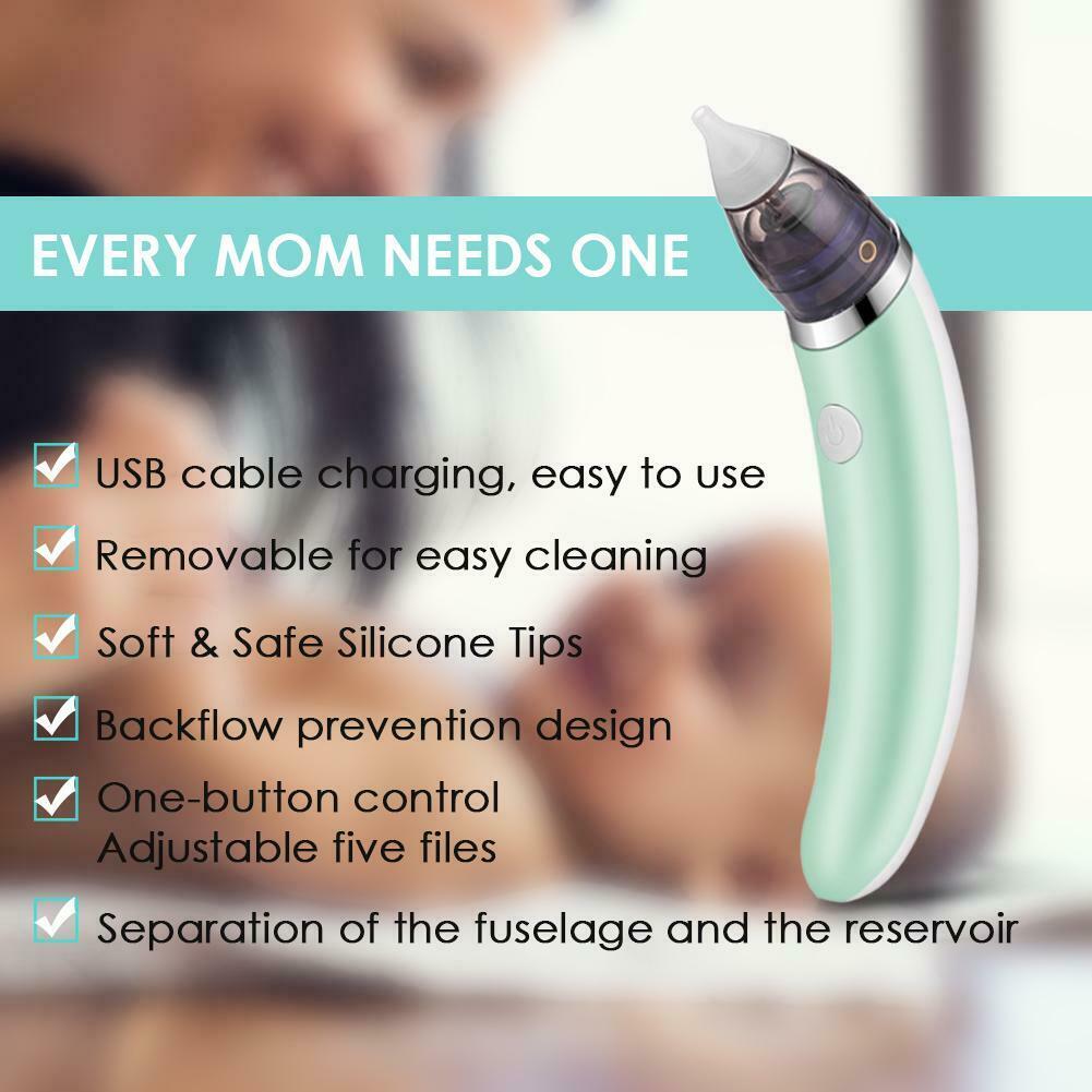 Baby Nasal Aspirator Electric Safe Hygienic Nose Cleaner Snot Sucker For Baby (Green), Baby Health & Grooming Kits