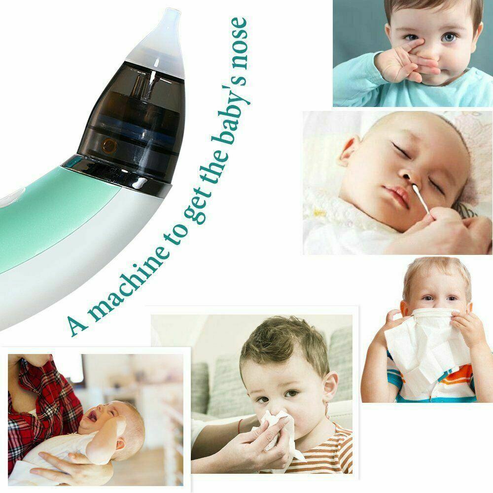 Baby Nasal Aspirator Electric Safe Hygienic Nose Cleaner Snot Sucker For Baby (Green), Green colour