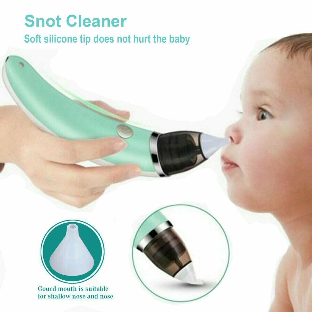 Baby Nasal Aspirator Electric Safe Hygienic Nose Cleaner Snot Sucker For Baby (Green) with Baby Health & Grooming Kits