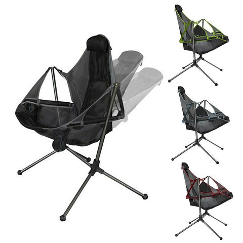 Camping Chair Foldable Swing Recliner Relaxation Swinging Back Outdoor Outdoor Portable Green