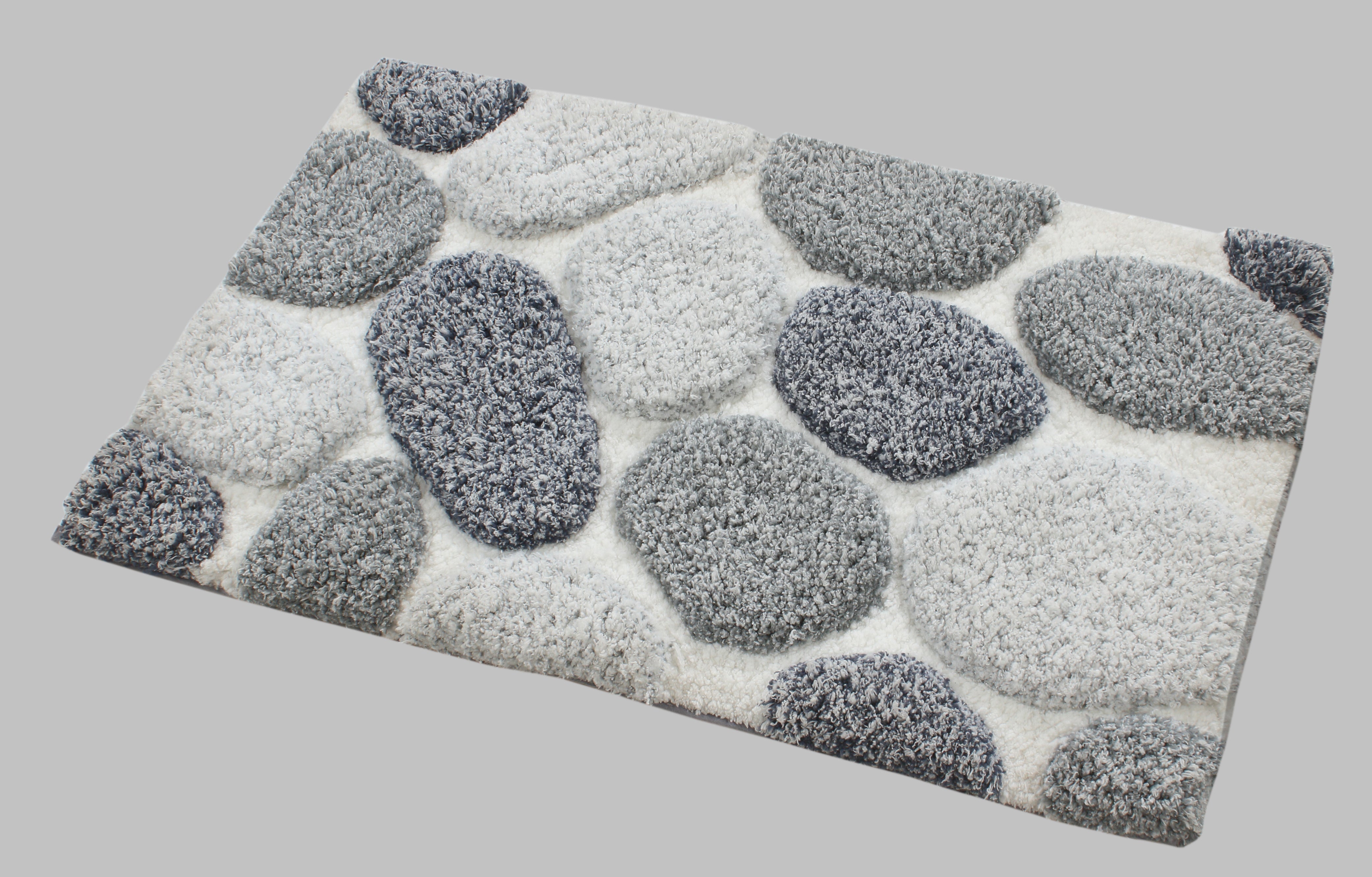 Floor Rugs - Pebble 3D Design Tufted Soft Pile Bathmat - 50X80