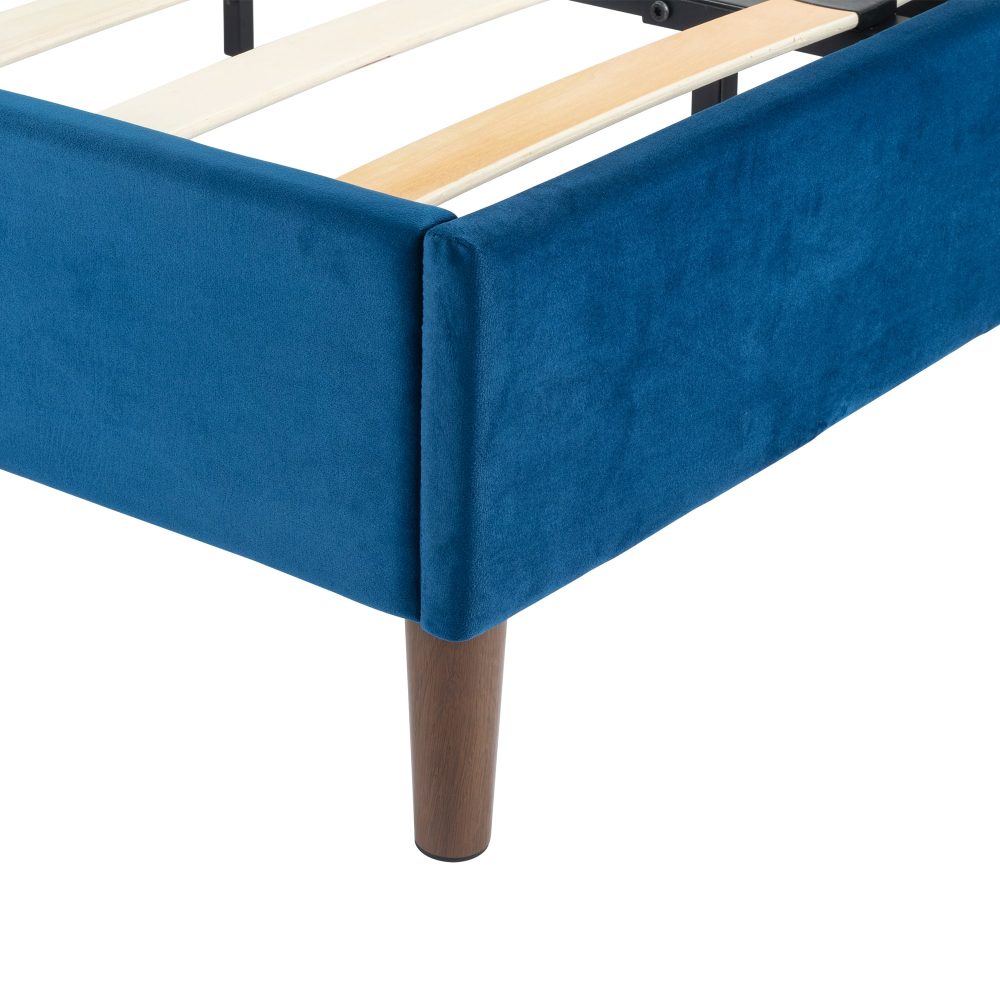 Velvet Blue Bed Frame Queen, Velvet finish