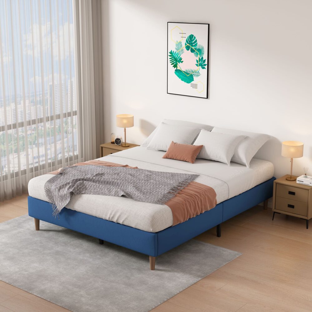 Velvet finish - Velvet Blue Bed Frame Queen