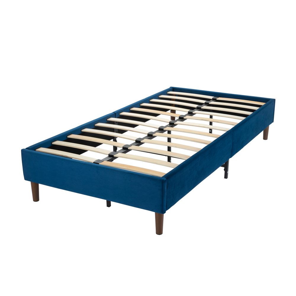 Velvet Blue Bed Frame Queen with Blue colour