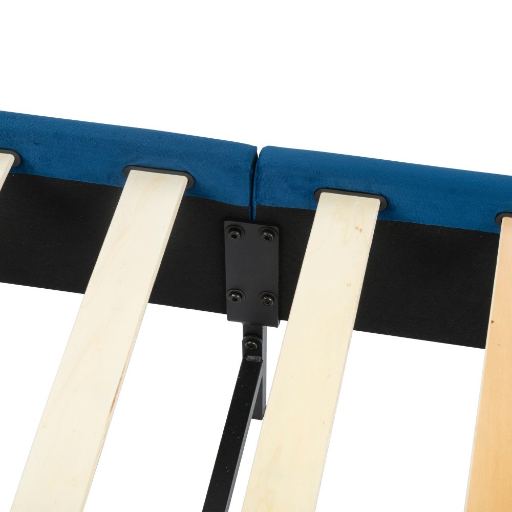 Velvet Blue Bed Frame Queen - Velvet finish