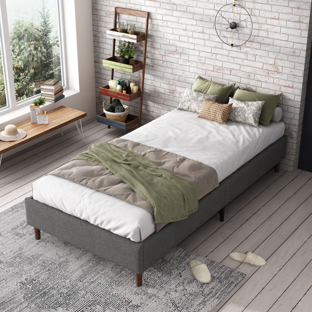 Double Bed Frame With Mattress Foundation Dark Grey