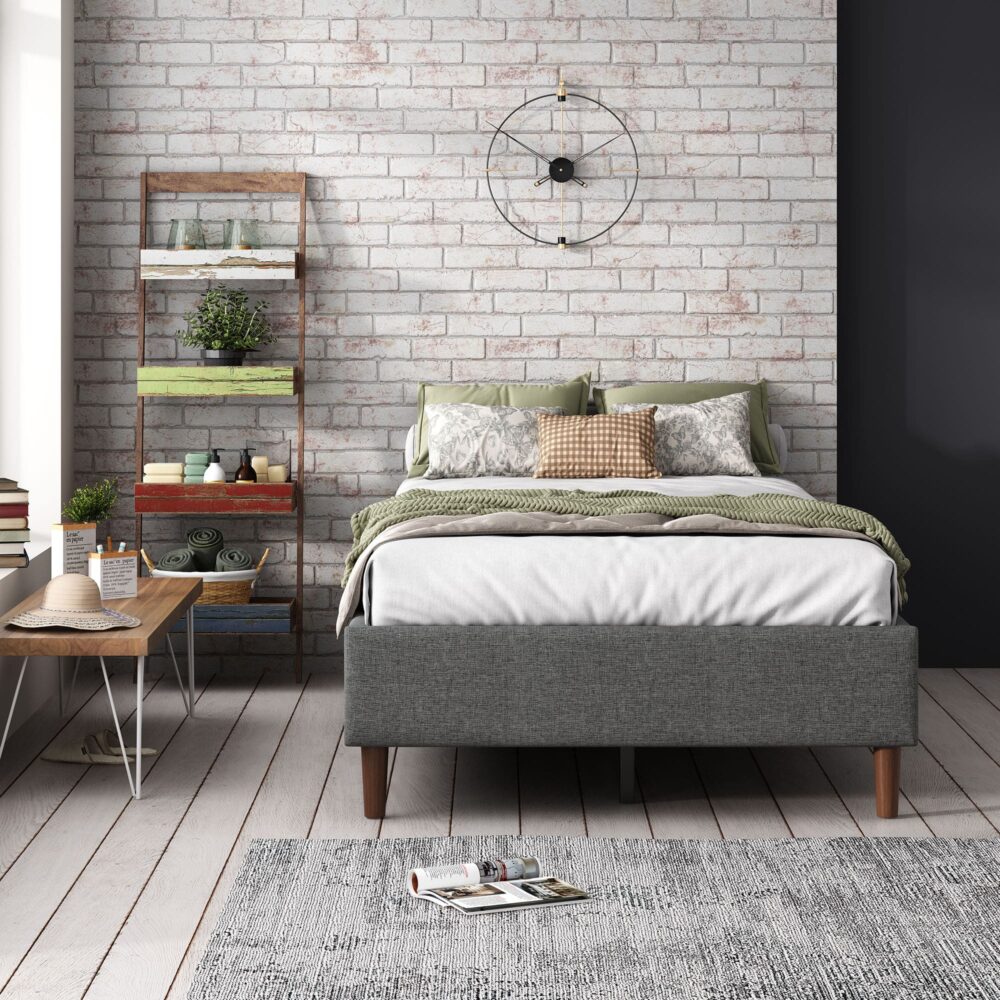 Single Bed Frame With Mattress Foundation Dark Grey