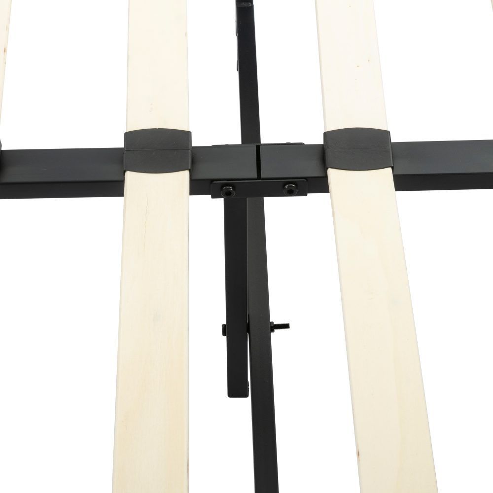 Double Bed Frame With Wooden Slats Light Grey Finish