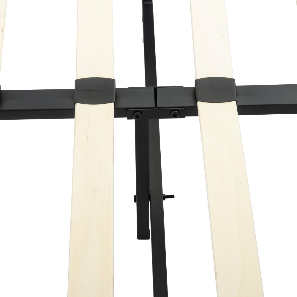 Double Bed Frame With Wooden Slats Light Grey Finish