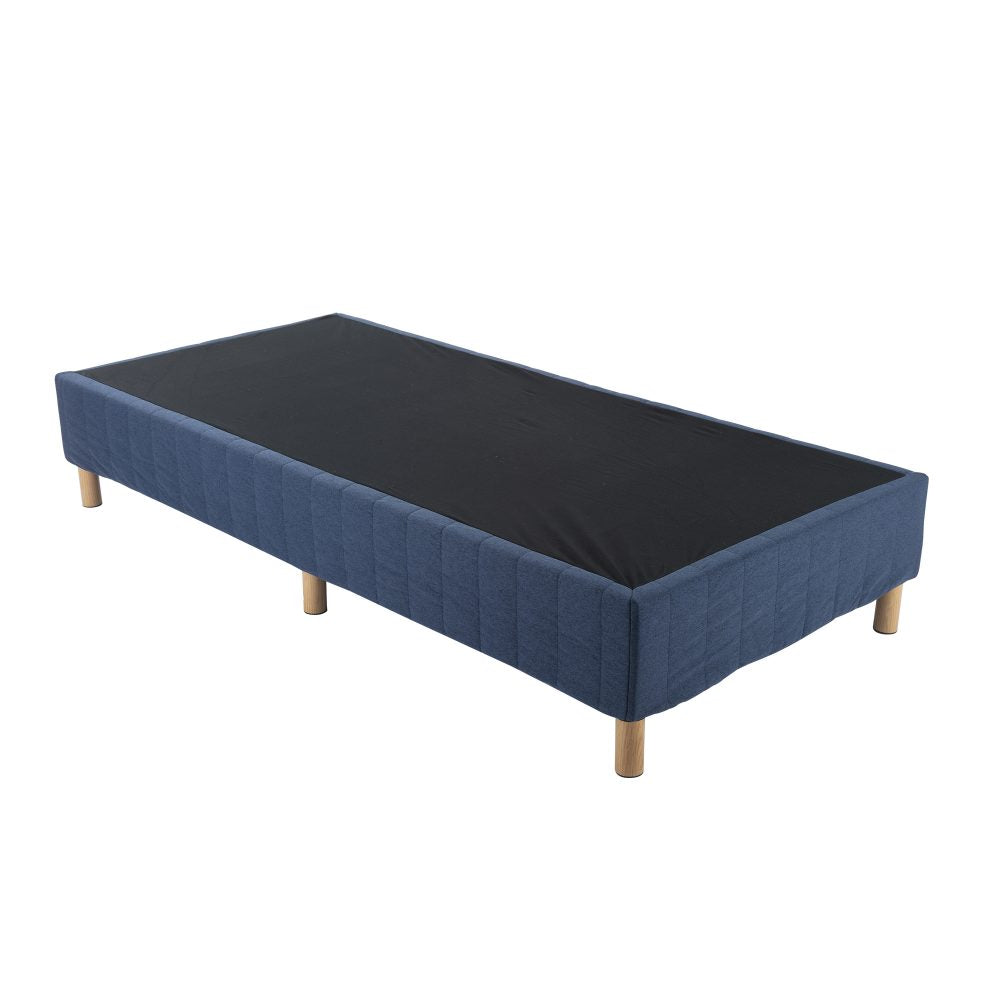 King Metal Bed Frame with Fabric Cover Durable Blue Mattress Base