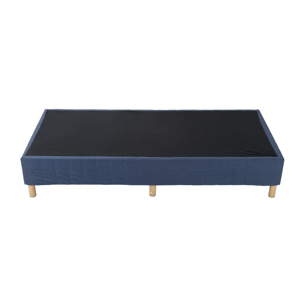 King Metal Bed Frame with Fabric Cover Durable Blue Mattress Base
