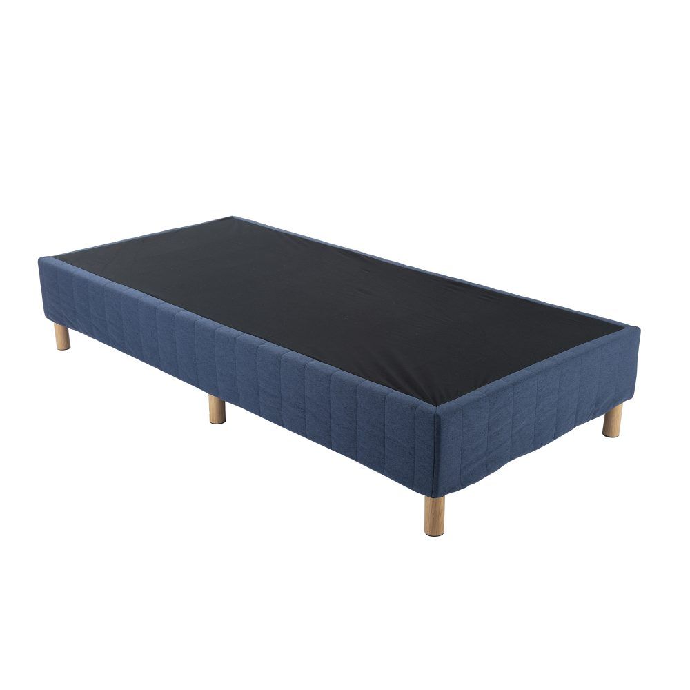 Single Metal Bed Frame with Fabric Cover Durable Blue Mattress Base