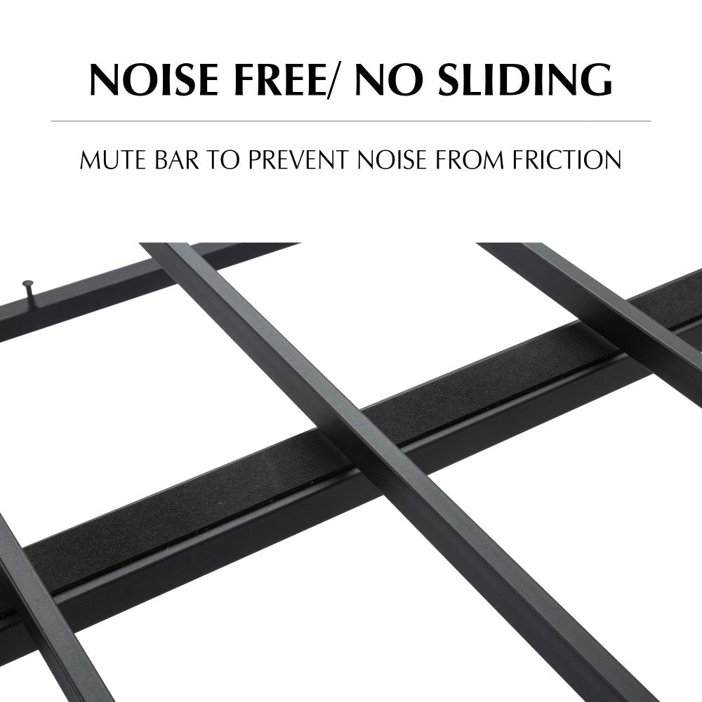 King Metal Bed Frame with Fabric Cover Sturdy Dark Grey Base