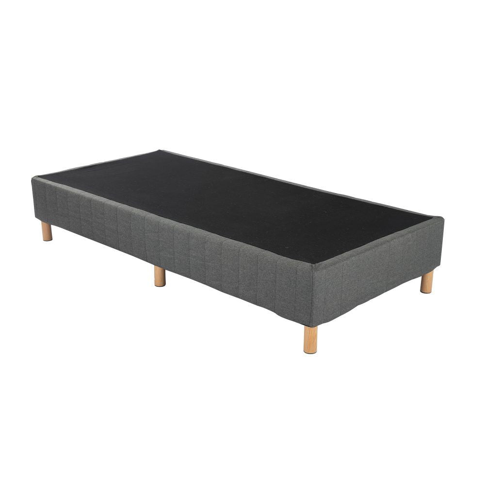 Queen Metal Bed Frame with Fabric Cover Durable Dark Grey Base