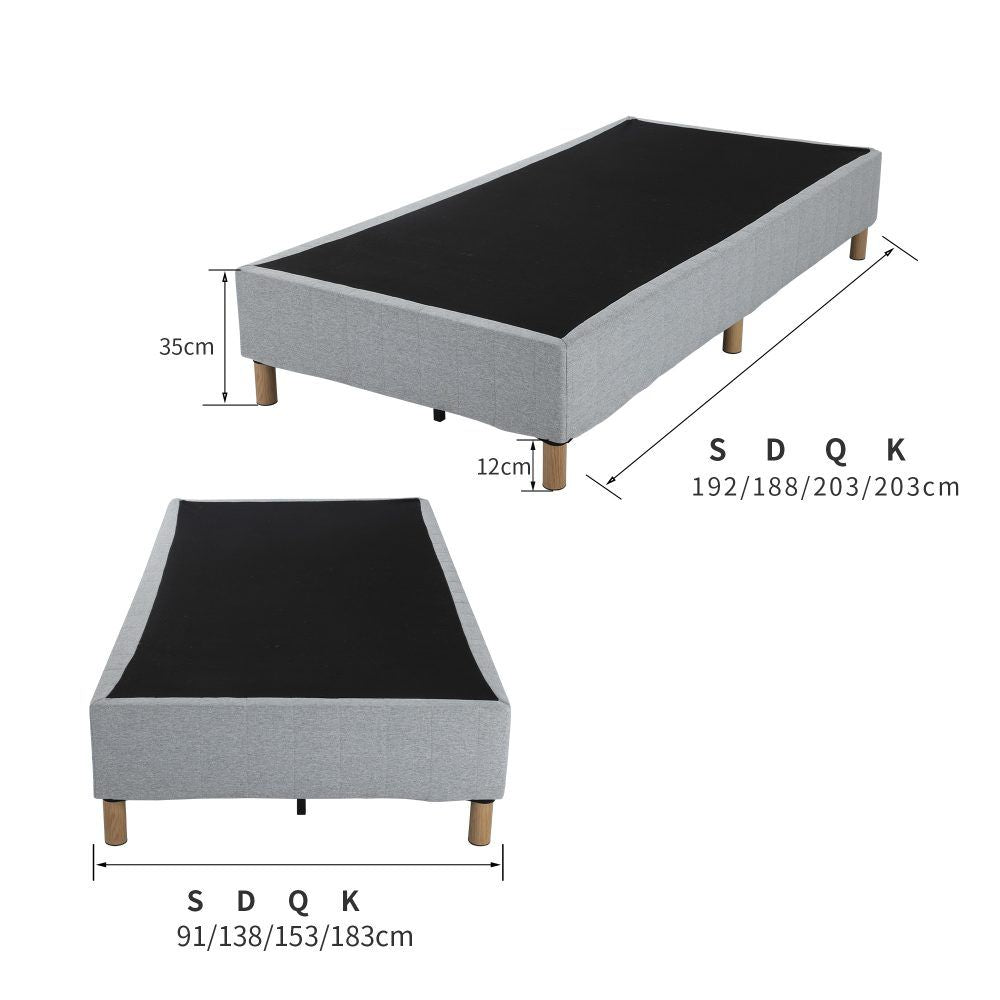 Queen Metal Bed Frame with Fabric Cover Durable Dark Grey Base