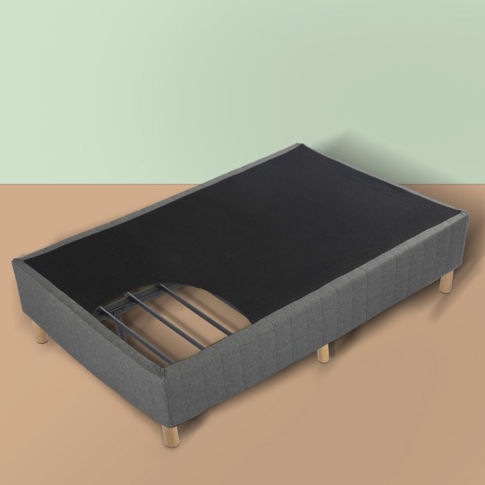 Queen Metal Bed Frame with Fabric Cover Durable Dark Grey Base